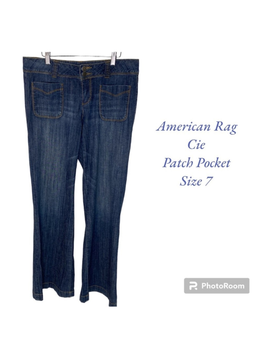 American Rag Cie Denim Flair Jeans Double Button Patch Pocket Junior 7